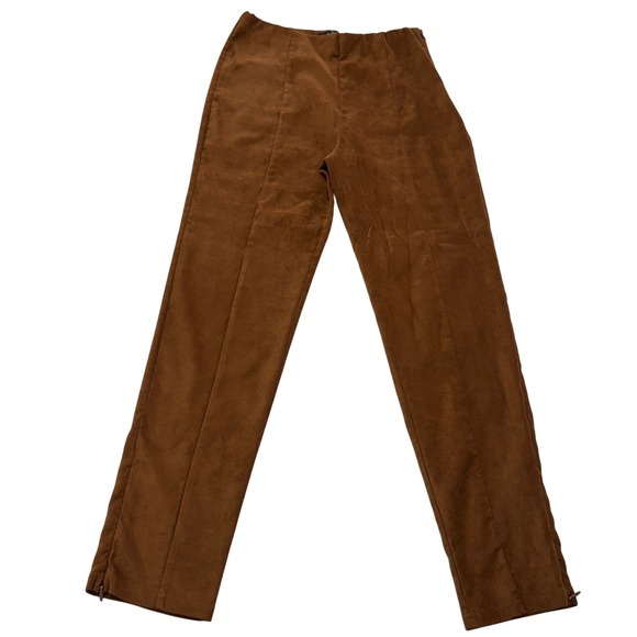 Lulus Pants Womens Medium Brown‎ Dear Friends Vegan Suede High Waisted Zip Ankle - Picture 2 of 9